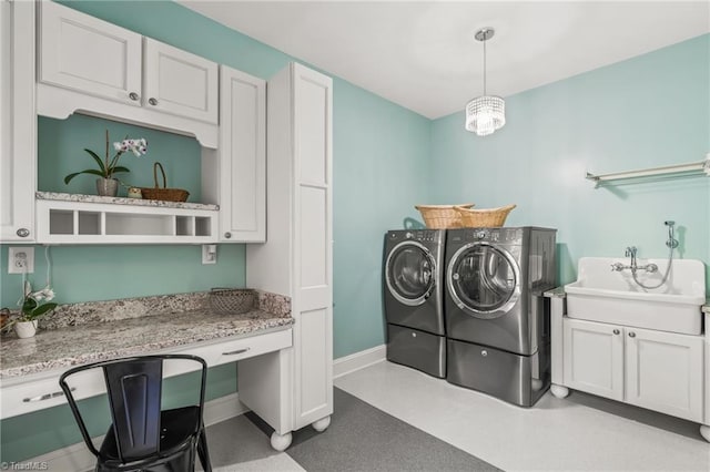 8040 Crosscreek Trl, Pfafftown, NC 27040 - laundry room with independent washer and dryer, an office area, and cabinet space