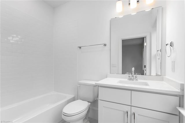 full bathroom featuring toilet, bathtub / shower combination, and vanity