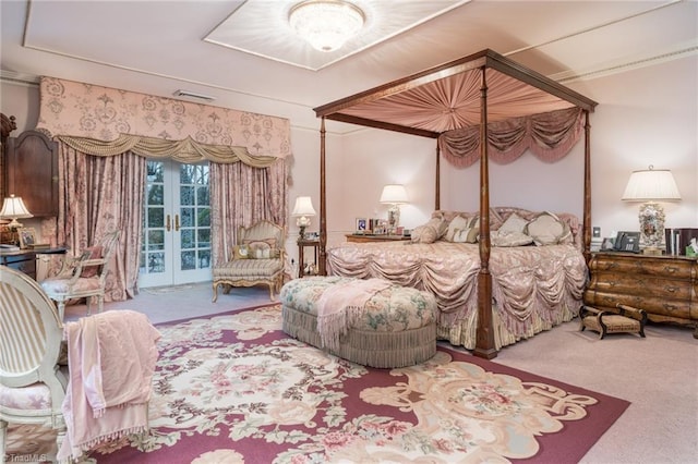 6 Curtis Ct, Thomasville, NC 27360 - carpeted bedroom featuring french doors, access to outside, and ornamental molding