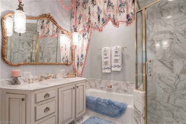 6 Curtis Ct, Thomasville, NC 27360 - full bathroom with a marble finish shower, a garden tub, and vanity
