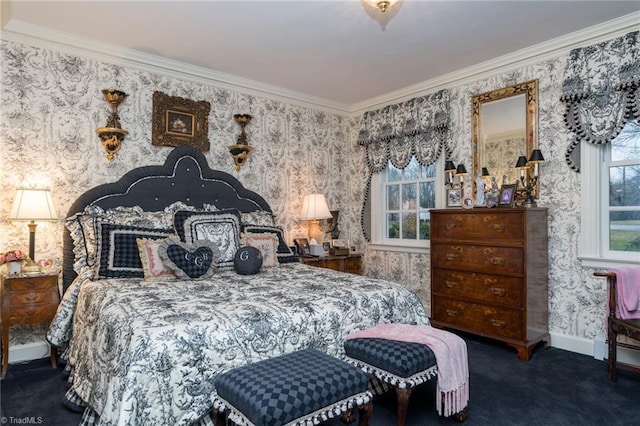 6 Curtis Ct, Thomasville, NC 27360 - bedroom featuring wallpapered walls, carpet, and ornamental molding