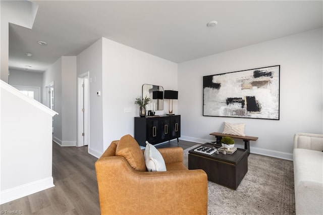 living room with hardwood / wood-style floors