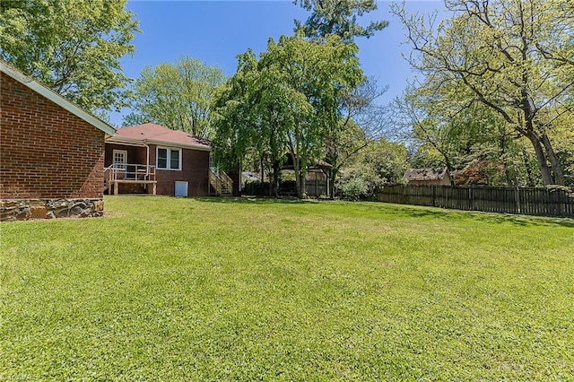 view of yard featuring a fenced backyard