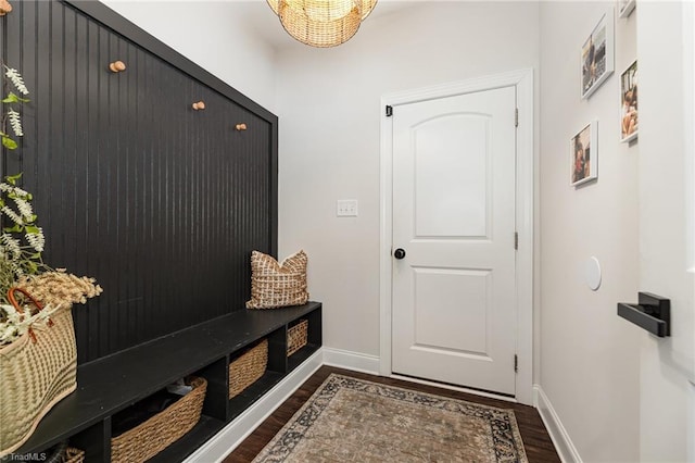 111 Park Place Cir, Winston-Salem, NC 27107 - mudroom featuring baseboards and dark wood finished floors