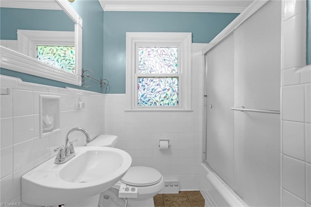 365 Ransom Rd, Winston-Salem, NC 27106 - full bath with tile walls, tile patterned flooring, crown molding, toilet, and a sink