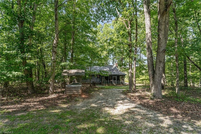 view of front of home with a chimney