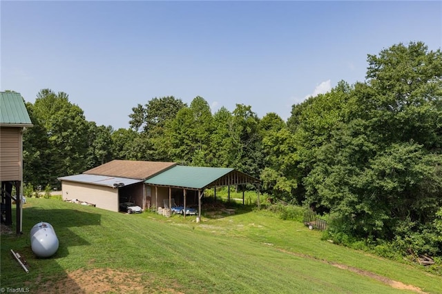 exterior space with an outbuilding