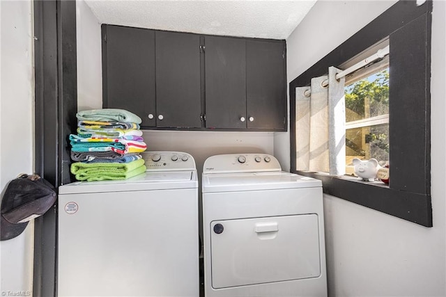 7387 NC Highway 62, Trinity, NC 27370 - laundry area with independent washer and dryer, cabinet space, and a textured ceiling