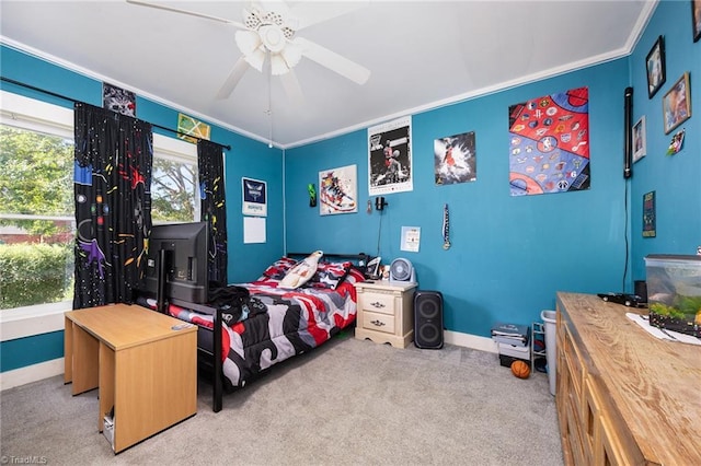7387 NC Highway 62, Trinity, NC 27370 - bedroom with crown molding, carpet flooring, and a ceiling fan