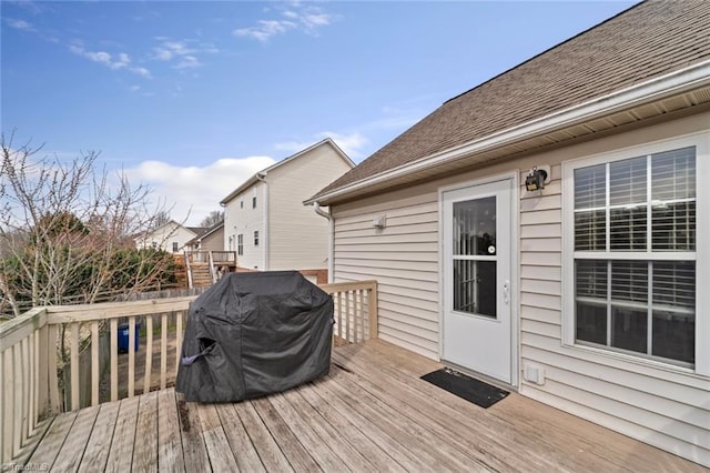 deck featuring grilling area