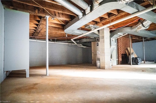 view of unfinished basement