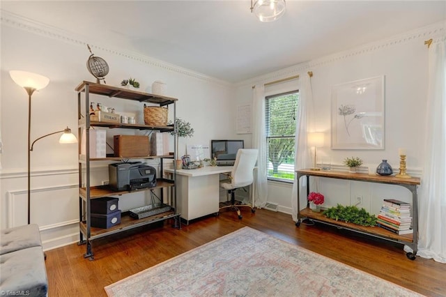office featuring wood finished floors