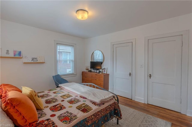 bedroom featuring wood-type flooring