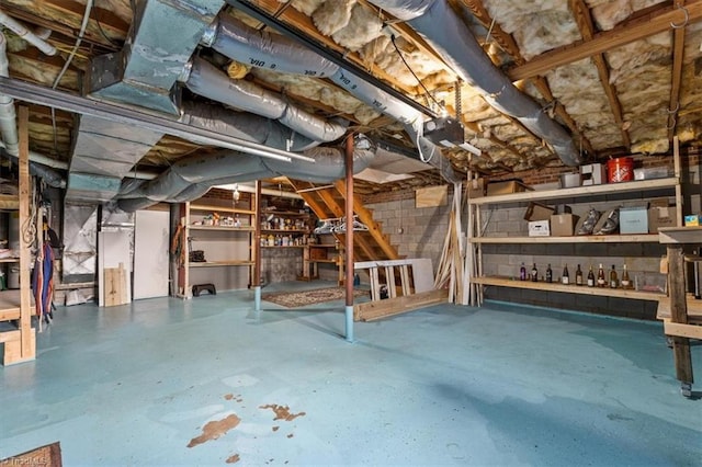 view of unfinished basement