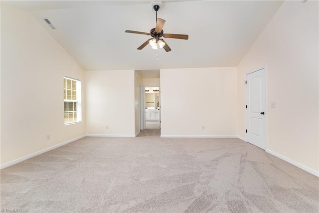 1771 Timber Cove Ct, Winston-Salem, NC 27127 - unfurnished room featuring lofted ceiling, a ceiling fan, light colored carpet, and baseboards