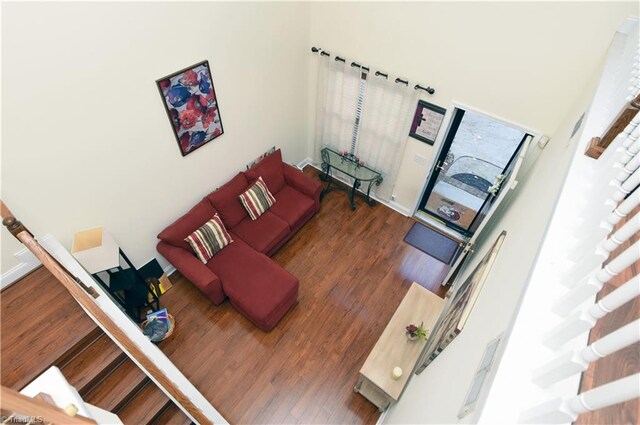 living room featuring dark hardwood / wood-style floors