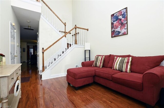 living room featuring dark hardwood / wood-style floors