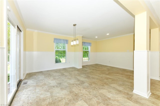 2377 Barber Rd, Elon, NC 27244 - empty room with a wainscoted wall and ornamental molding