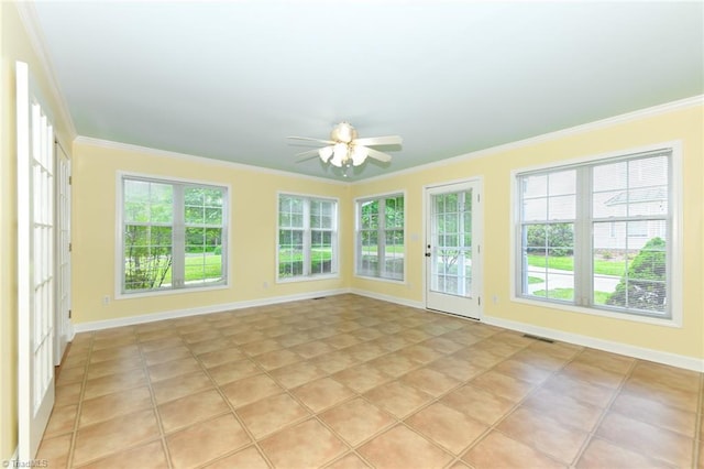 2377 Barber Rd, Elon, NC 27244 - unfurnished sunroom featuring ornamental molding, baseboards, and tile patterned floors