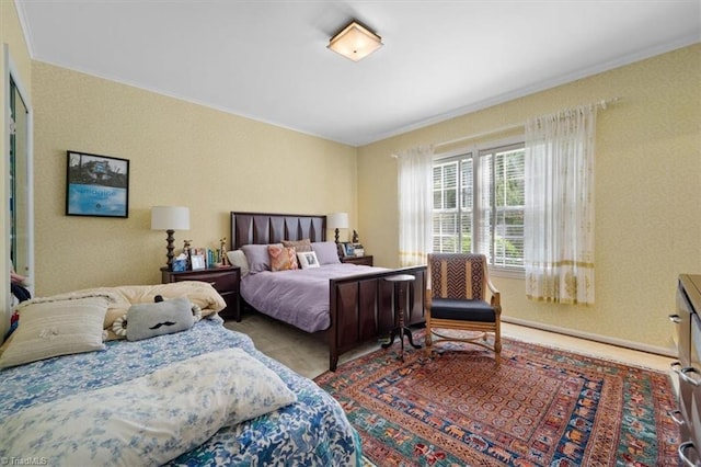 bedroom featuring ornamental molding