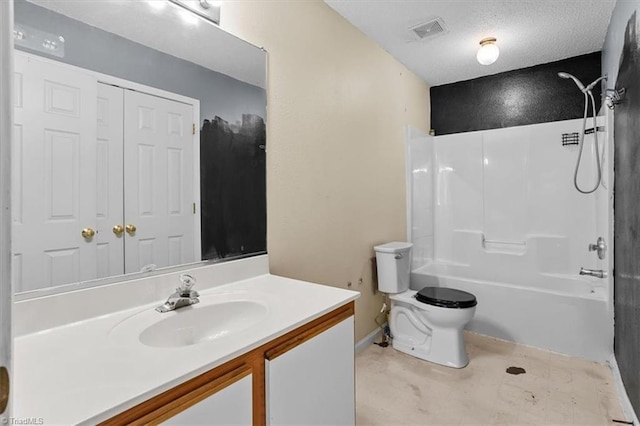 4103 Scotney Dr, Greensboro, NC 27407 - bathroom featuring vanity, bathing tub / shower combination, and a textured ceiling
