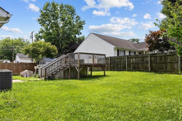 4103 Scotney Dr, Greensboro, NC 27407 - fenced backyard featuring stairs and a deck