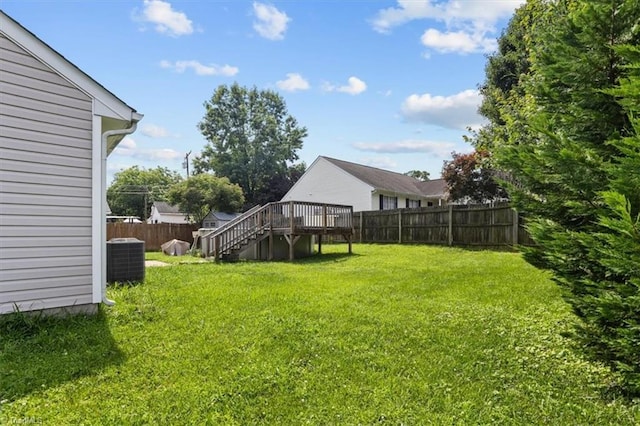 4103 Scotney Dr, Greensboro, NC 27407 - fenced backyard with a deck and stairs