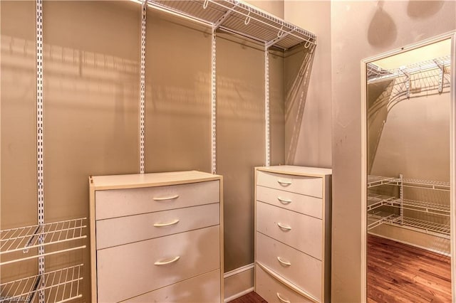 spacious closet with wood finished floors