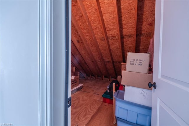 view of unfinished attic