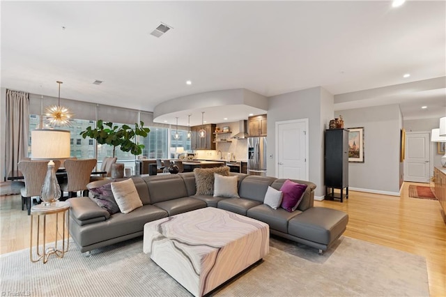 living room featuring light hardwood / wood-style floors