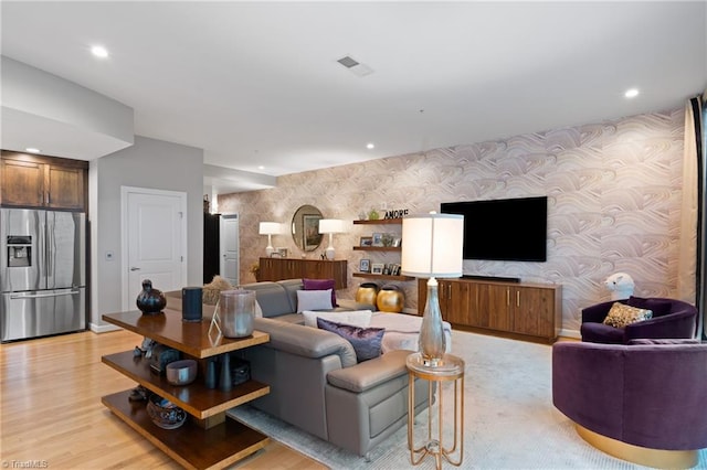 living room featuring light hardwood / wood-style floors