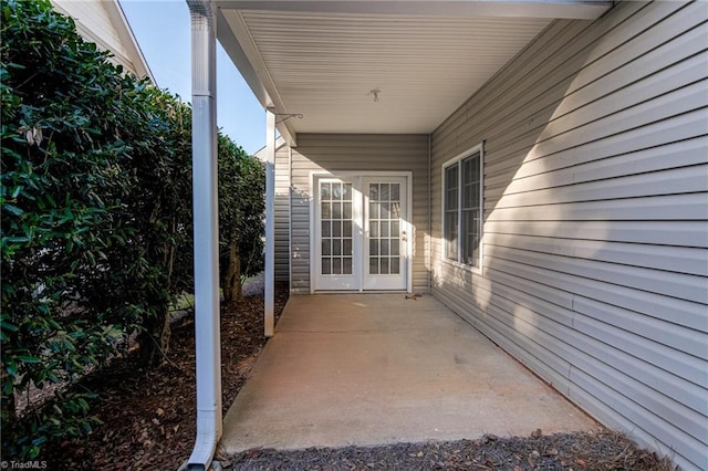 view of patio featuring french doors