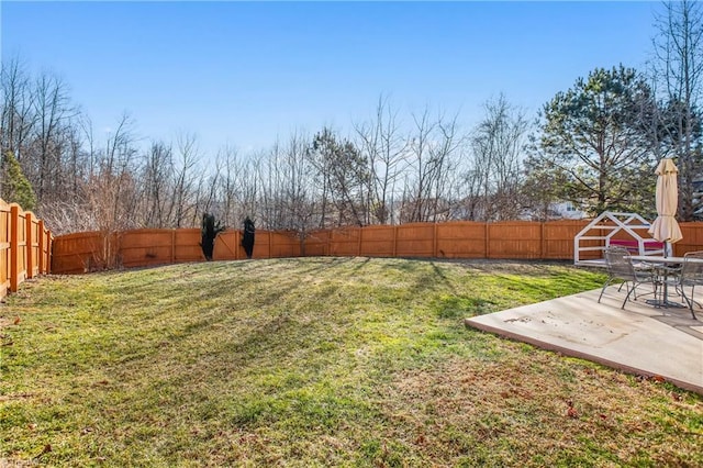 view of yard featuring a patio