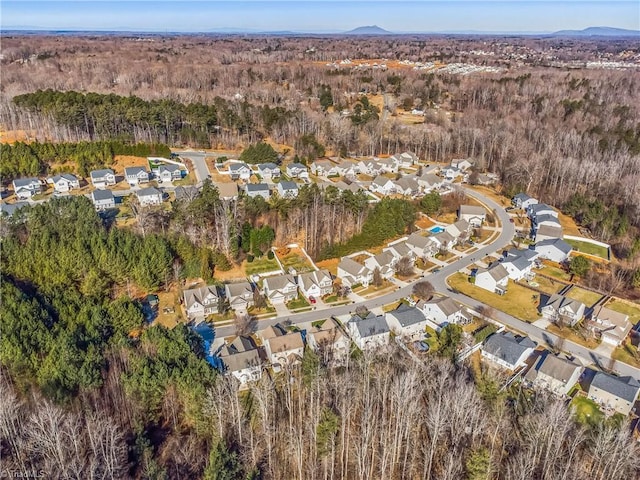 aerial view with a mountain view