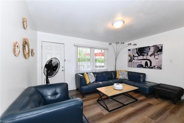 living room with wood-type flooring