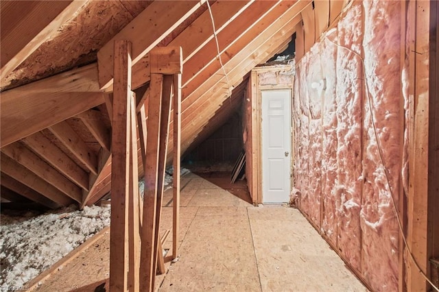 view of unfinished attic