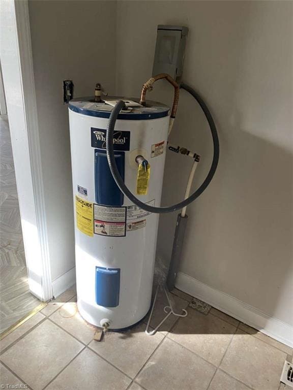 utility room featuring electric water heater