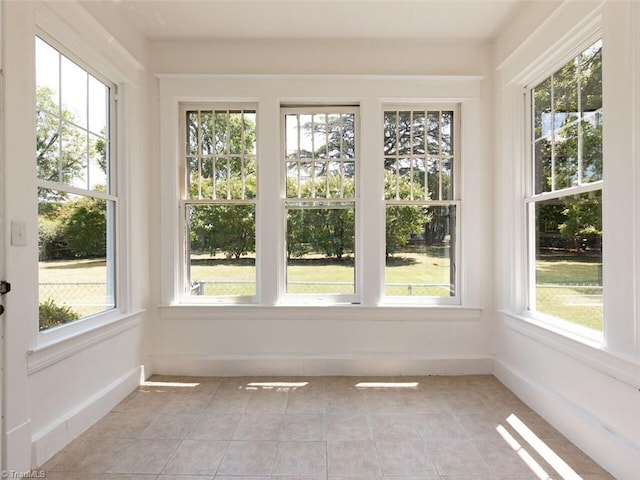 view of unfurnished sunroom