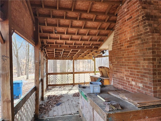 view of unfurnished sunroom