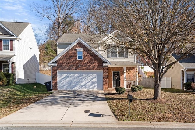 front of property with a garage