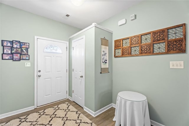 foyer featuring wood-type flooring