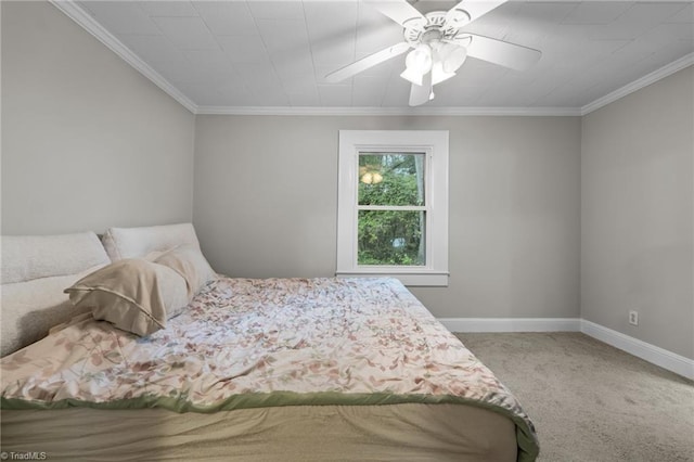 1105 Hawthorne Ln, Burlington, NC 27215 - bedroom with carpet flooring, crown molding, baseboards, and ceiling fan
