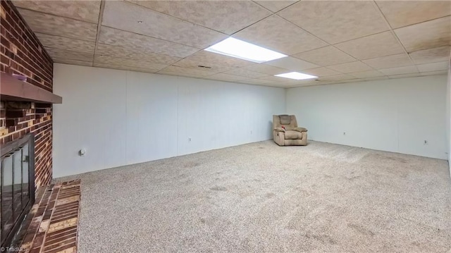 368 Shady Grove Rd, Eden, NC 27288 - unfurnished living room featuring carpet and a fireplace