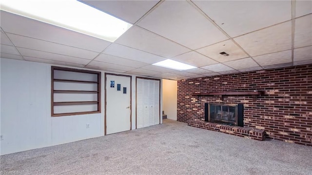 368 Shady Grove Rd, Eden, NC 27288 - finished below grade area featuring carpet floors, a fireplace, and a drop ceiling