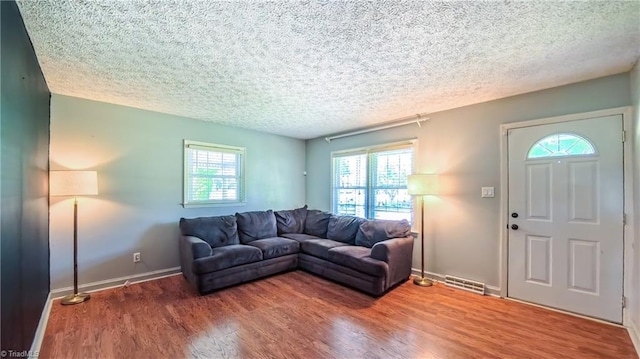 368 Shady Grove Rd, Eden, NC 27288 - living room featuring wood finished floors, plenty of natural light, and a textured ceiling