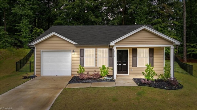 2310 Piccadilly Pines Ct, Winston-Salem, NC 27127 - ranch-style home featuring a garage, driveway, and covered porch