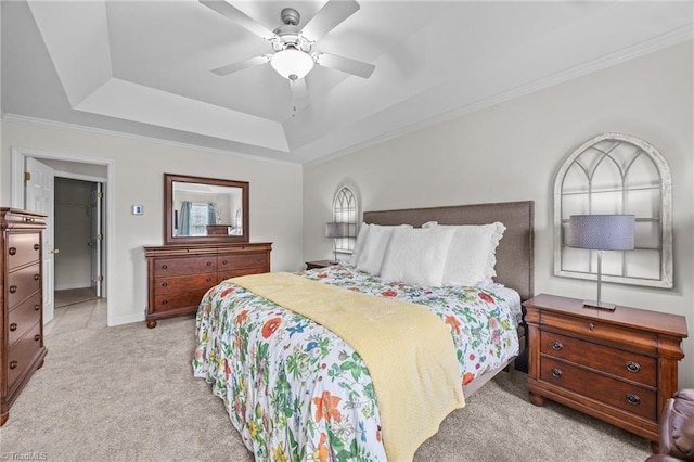 168 Redmeadow Dr, Advance, NC 27006 - bedroom with a raised ceiling, carpet floors, ornamental molding, and a ceiling fan