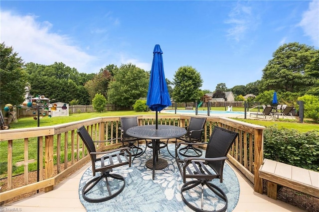 168 Redmeadow Dr, Advance, NC 27006 - deck featuring a playground