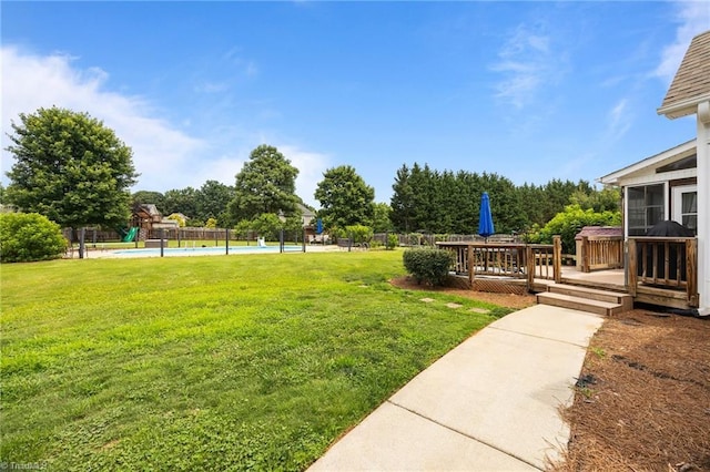 168 Redmeadow Dr, Advance, NC 27006 - view of yard with a wooden deck