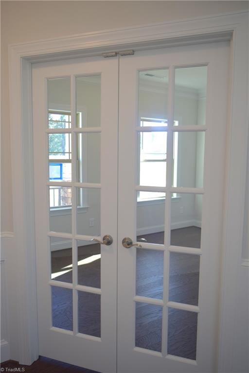 entryway featuring french doors